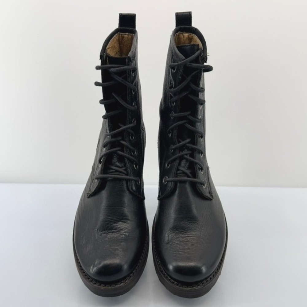 FRYE Black Leather Veronica Combat Lace Up Boots 76276 Womens Size 7B - Picture 2 of 8